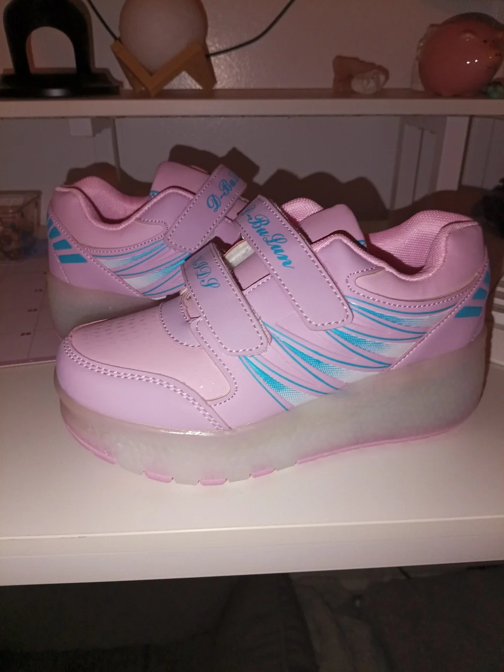 Kids Pink Light-Up Roller Sneakers with USB Charging
